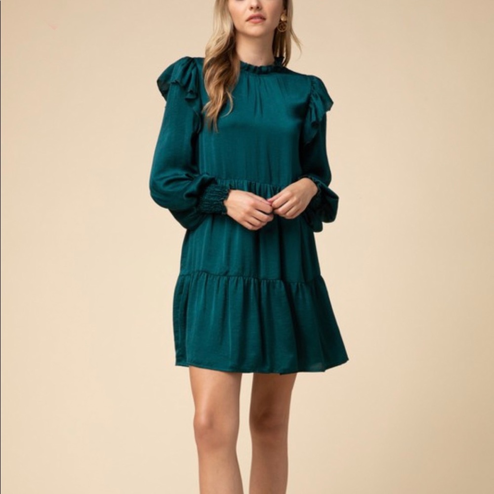 Hunter Green Ruffle Tiered Dress